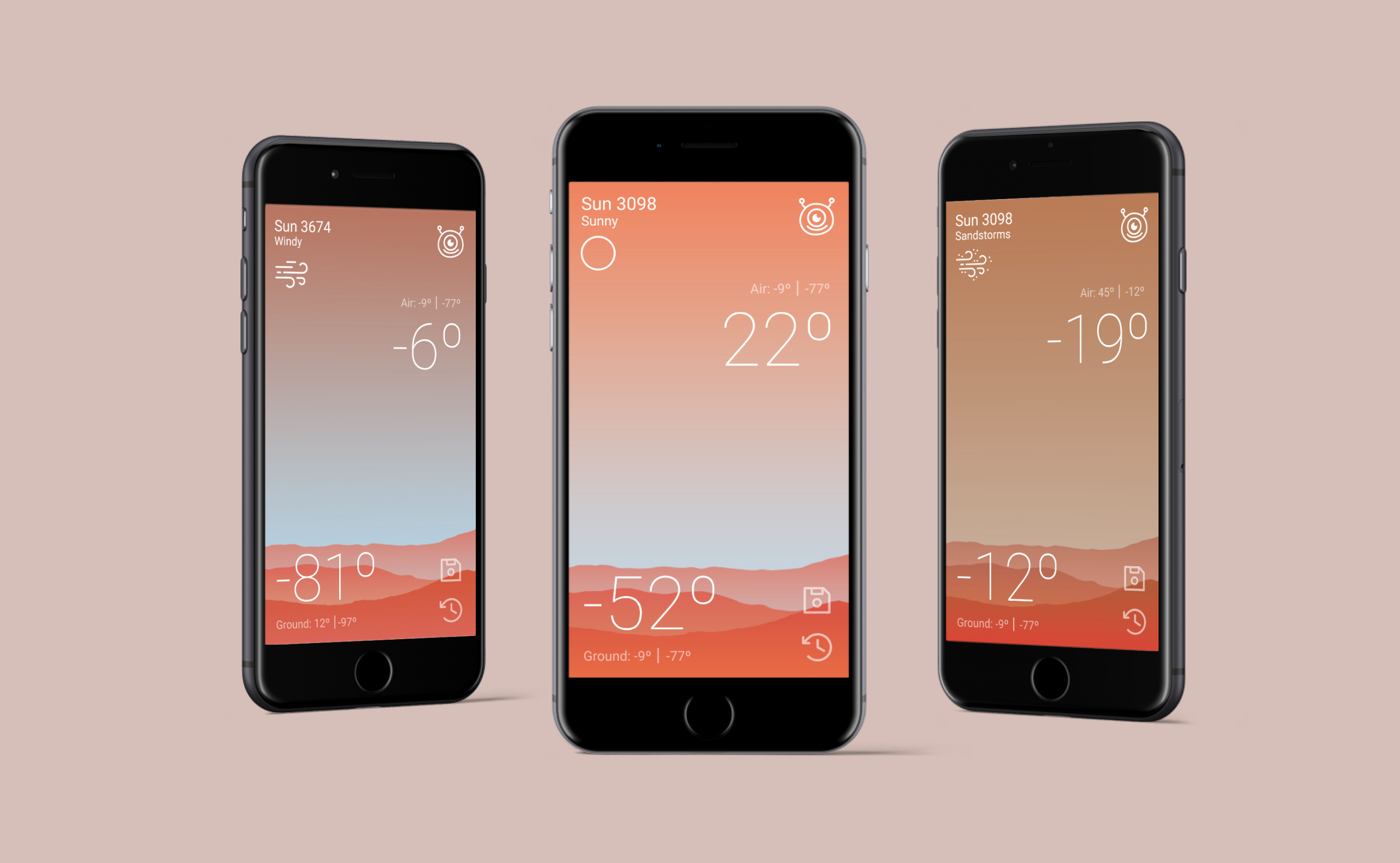 App del tiempo en Marte