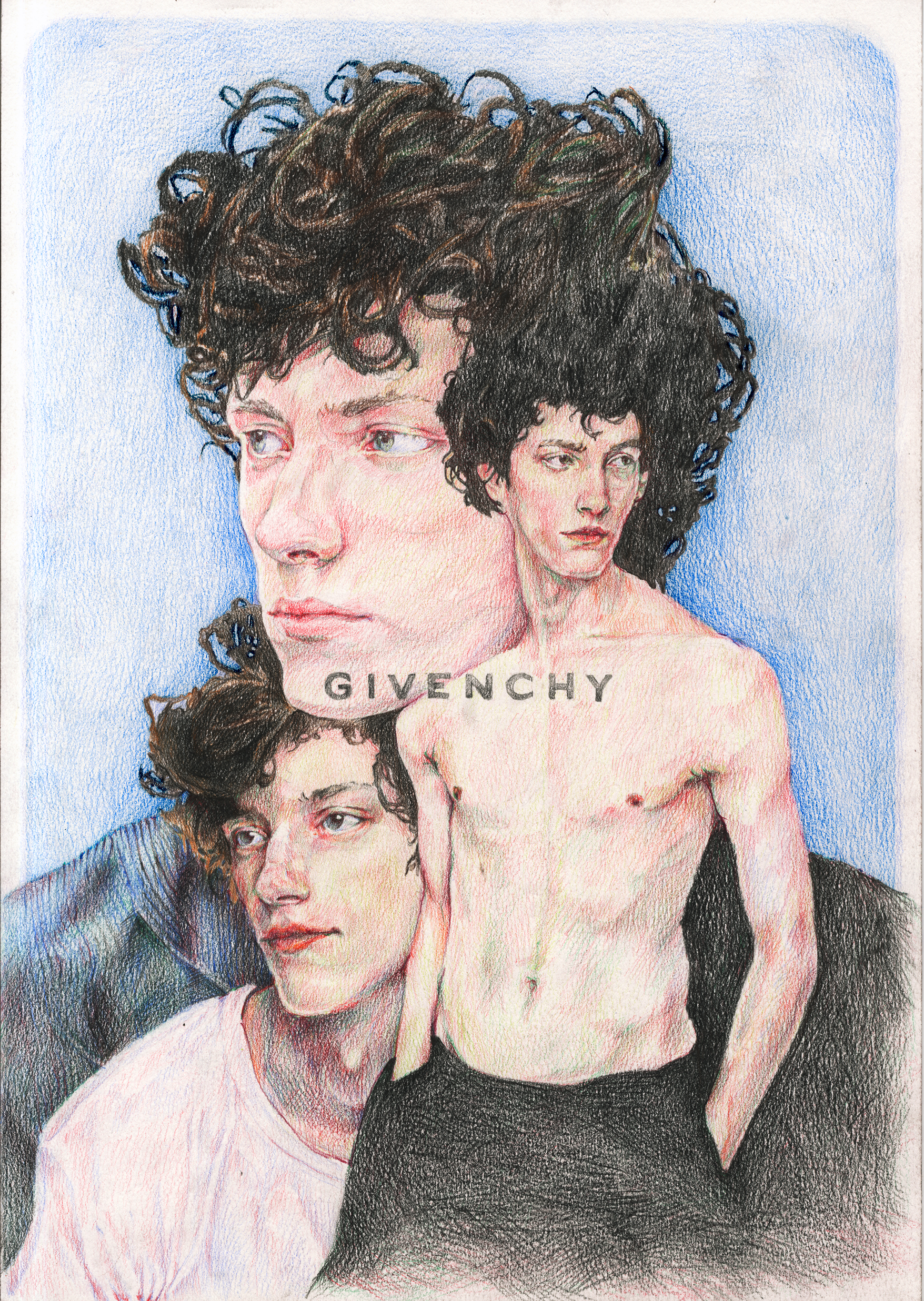 Grafito, bolígrafo y lápices de color